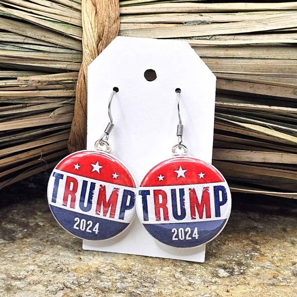 Souvenir Trump 2024 Earrings Make America Great Again Donald Trump For President 15$